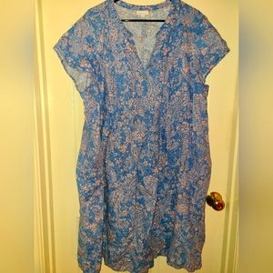 J. Jill Love Linen Blue with Pink Paisley and Small Flower Print